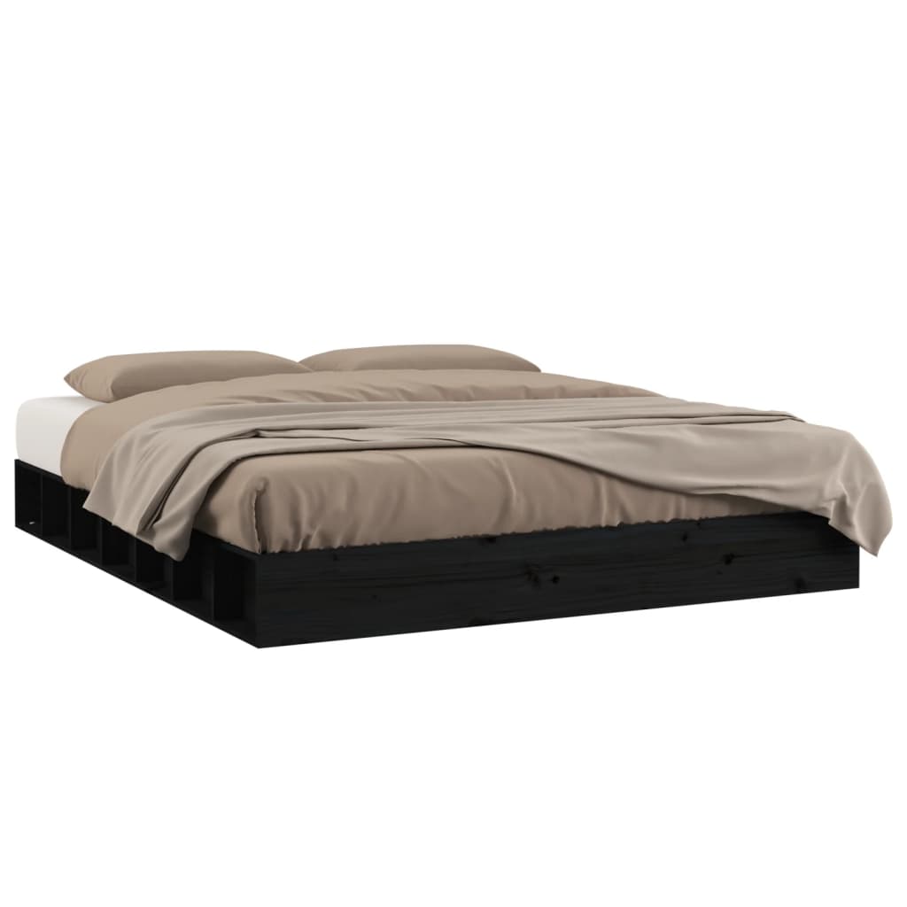 Bed Frame Without Mattress Black 120X200 Cm Solid Wood