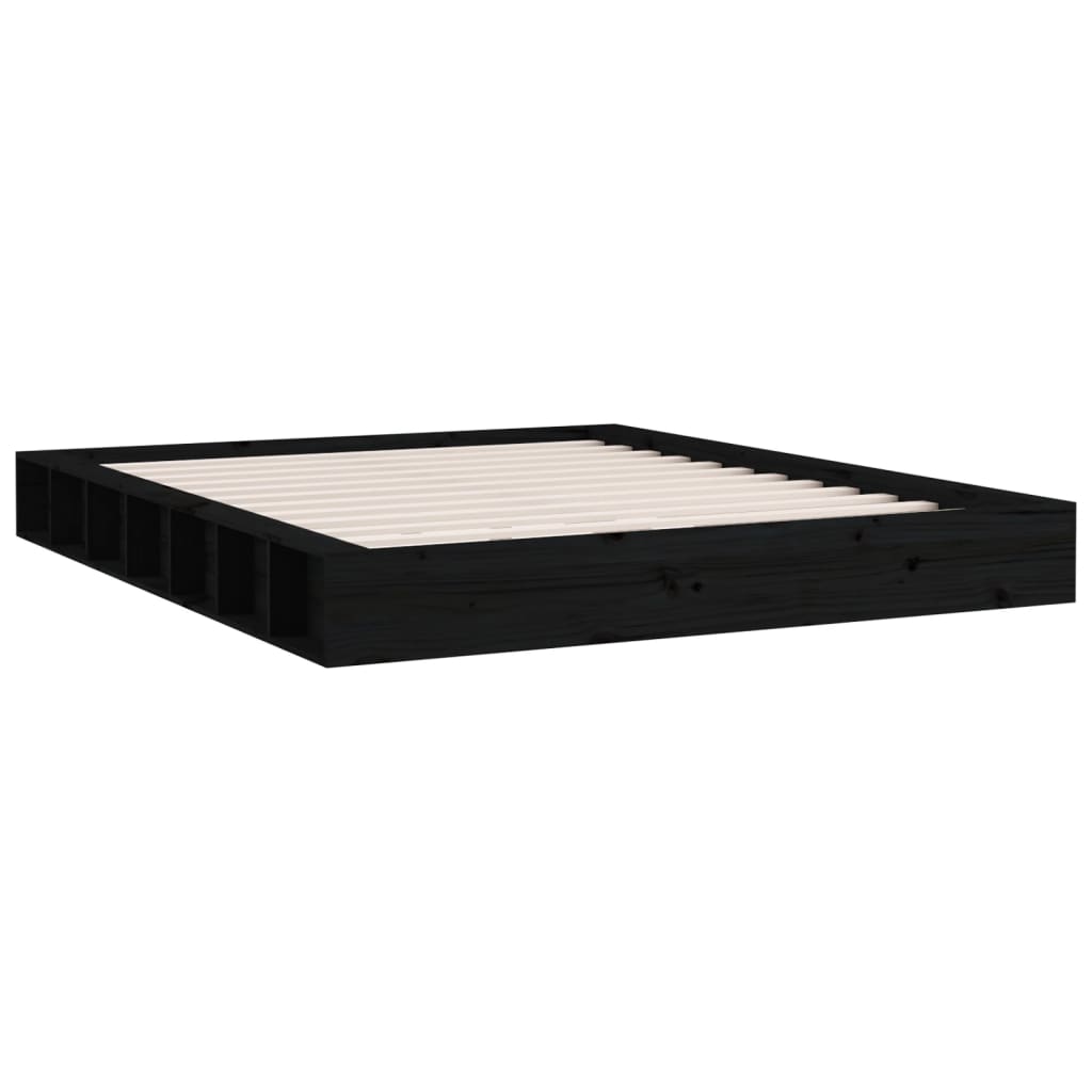 Bed Frame Without Mattress Black 120X200 Cm Solid Wood