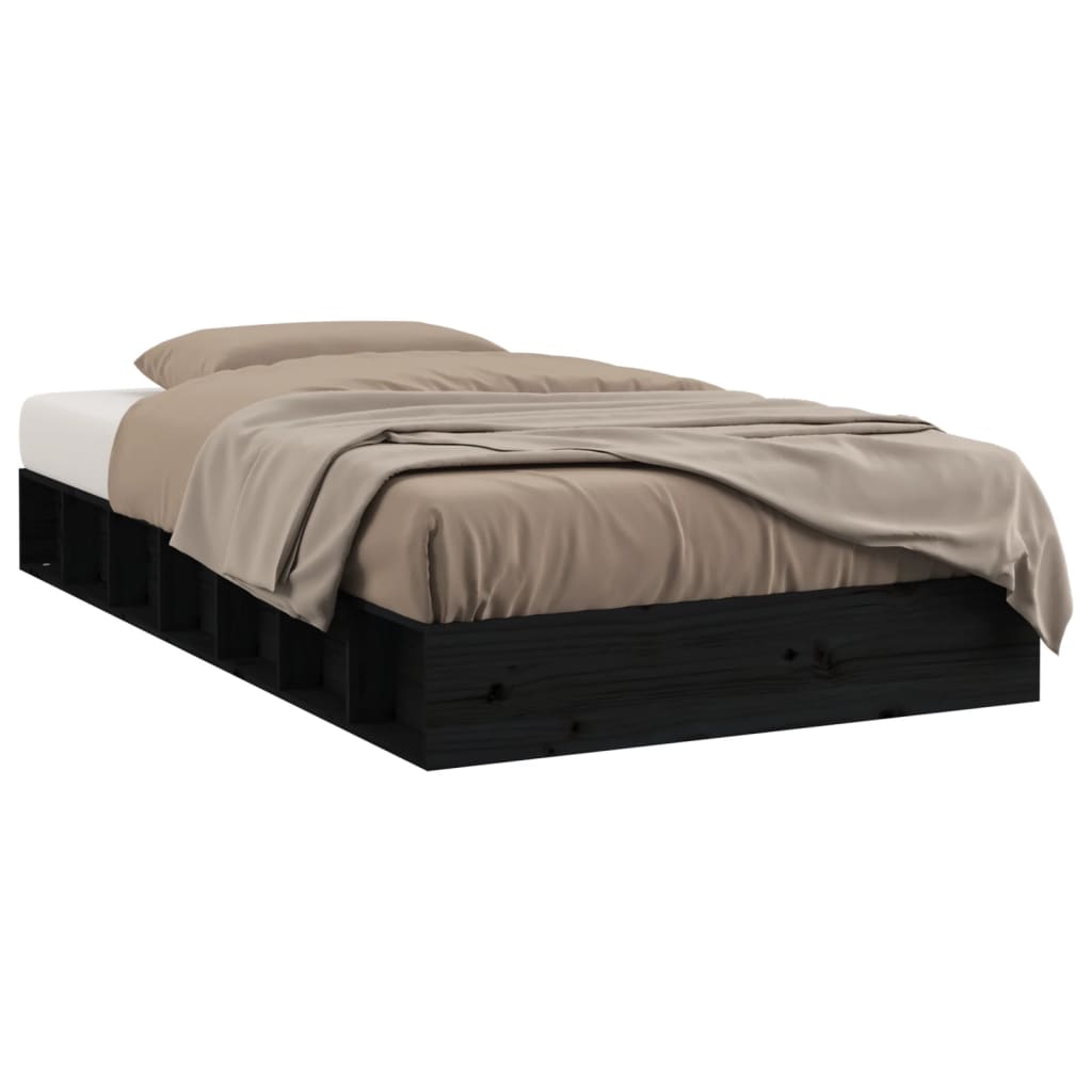 Bed Frame Black 90X200 Cm Solid Wood