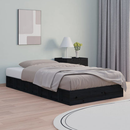 Bed Frame Black 90X200 Cm Solid Wood