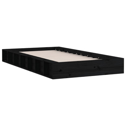 Bed Frame Black 75X190 Cm Small Single Solid Wood