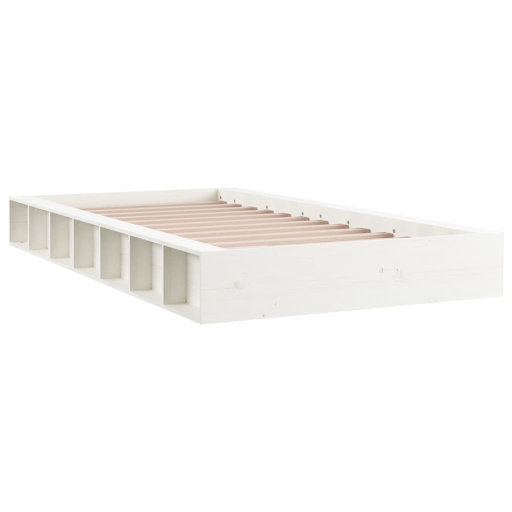 Bed Frame White 90X190 Cm Single Solid Wood