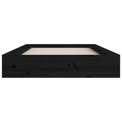 Bed Frame Black 135X190 Cm Double Solid Wood