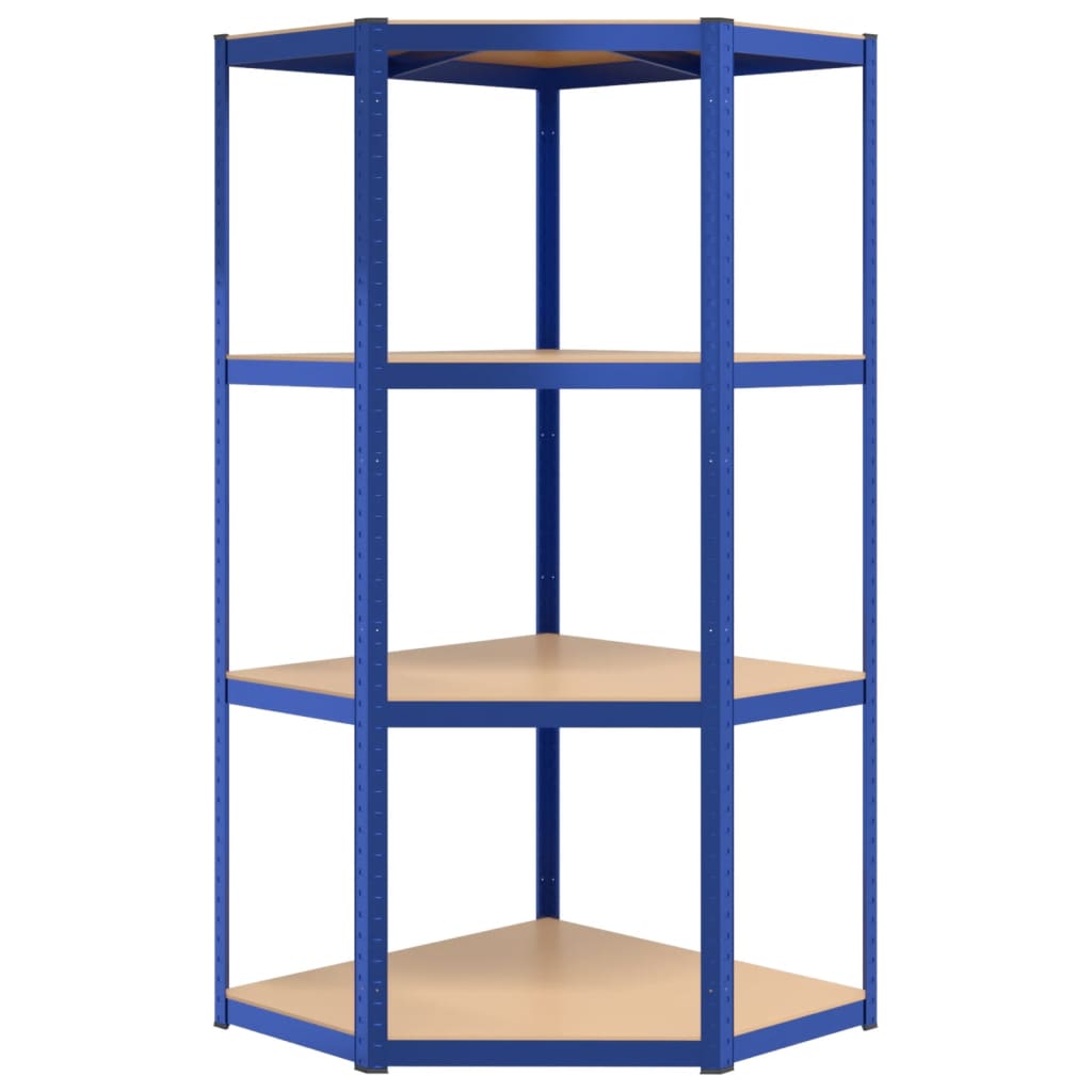 4-Layer Corner Shelf Blue Steel&Engineered Wood