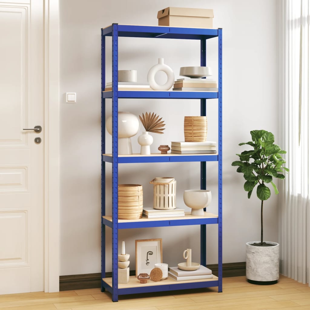 5-Layer Storage Shelf Blue Steel&Engineered Wood