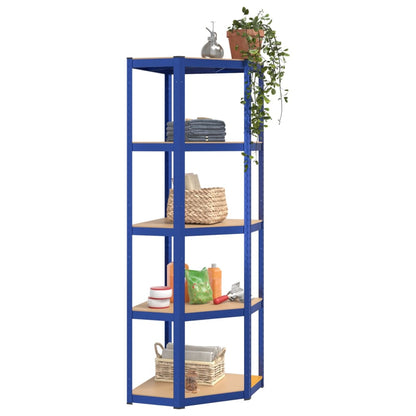 5-Layer Corner Shelf Blue Steel&Engineered Wood