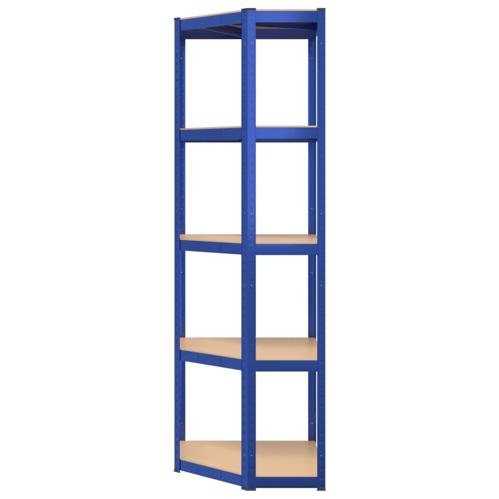 5-Layer Corner Shelf Blue Steel&Engineered Wood