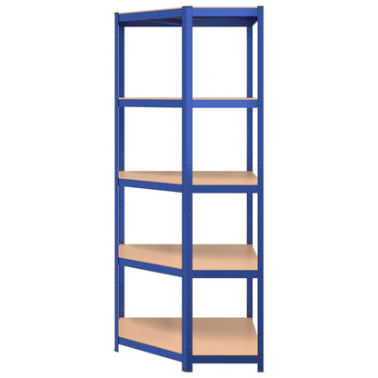 5-Layer Corner Shelf Blue Steel&Engineered Wood