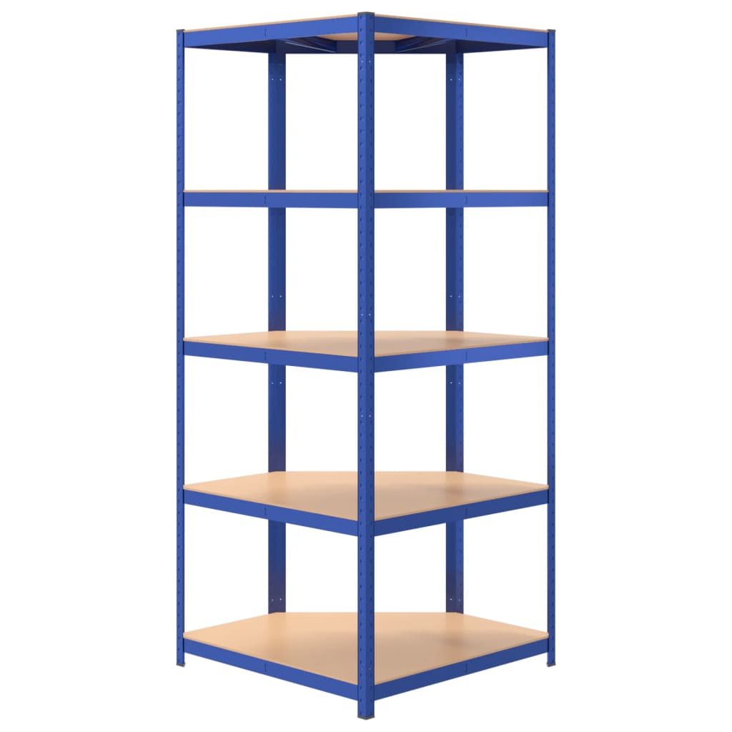 5-Layer Corner Shelf Blue Steel&Engineered Wood