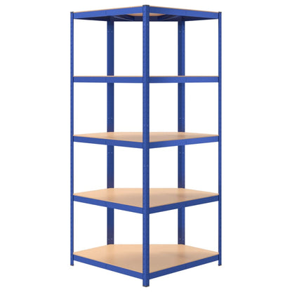 5-Layer Corner Shelf Blue Steel&Engineered Wood