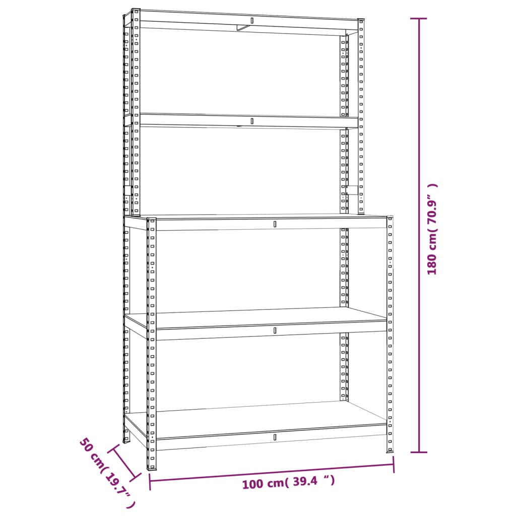 5-Layer Work Table With Shelves Blue Steel&Engineered Wood