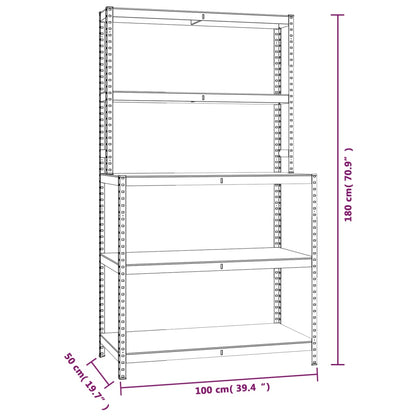 5-Layer Work Table With Shelves Blue Steel&Engineered Wood