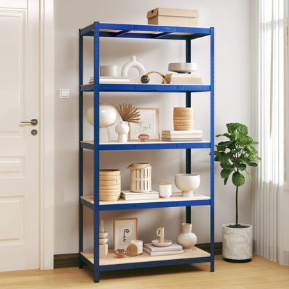 5-Layer Storage Shelf Blue Steel&Engineered Wood