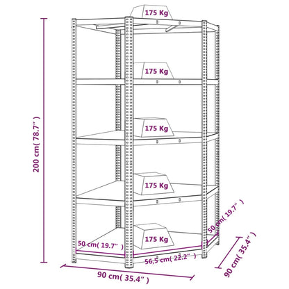 5-Layer Corner Shelf Blue Steel&Engineered Wood