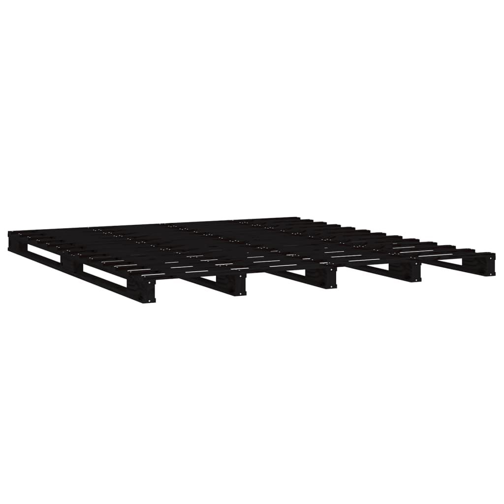 Pallet Bed Black 150X200 Cm King Size Solid Wood