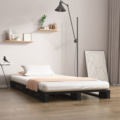 Pallet Bed Without Mattress Black Small Single Solid Wood