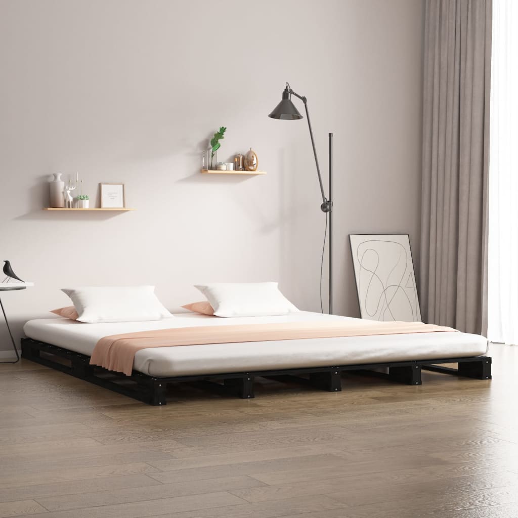 Pallet Bed Without Mattress Black Small Double Solid Wood