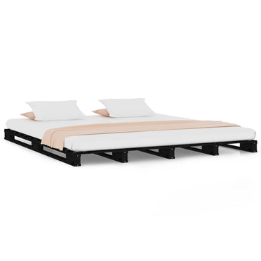 Pallet Bed Without Mattress Black Double Solid Wood