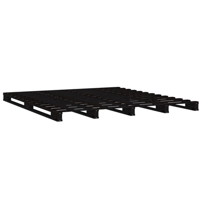 Pallet Bed Without Mattress Black Double Solid Wood