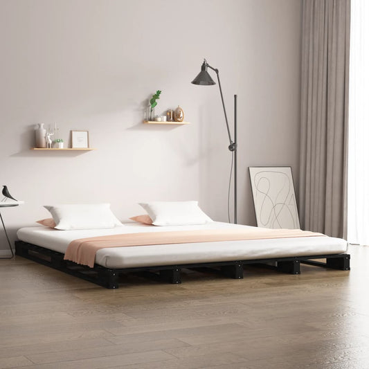 Pallet Bed Without Mattress Black Double Solid Wood