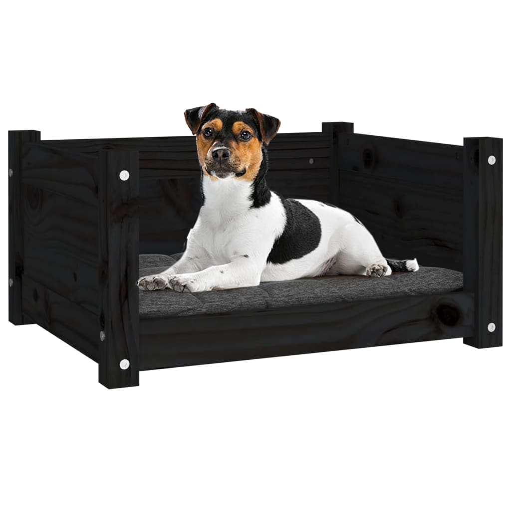 Dog Bed Black 55.5X45.5X28 Cm Solid Pine Wood