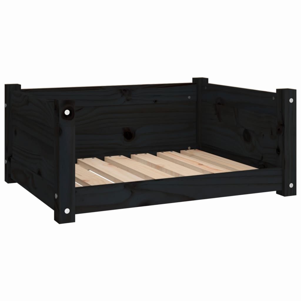 Dog Bed Black 65.5X50.5X28 Cm Solid Pine Wood