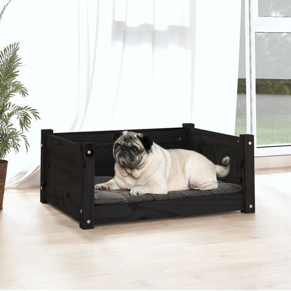 Dog Bed Black 65.5X50.5X28 Cm Solid Pine Wood