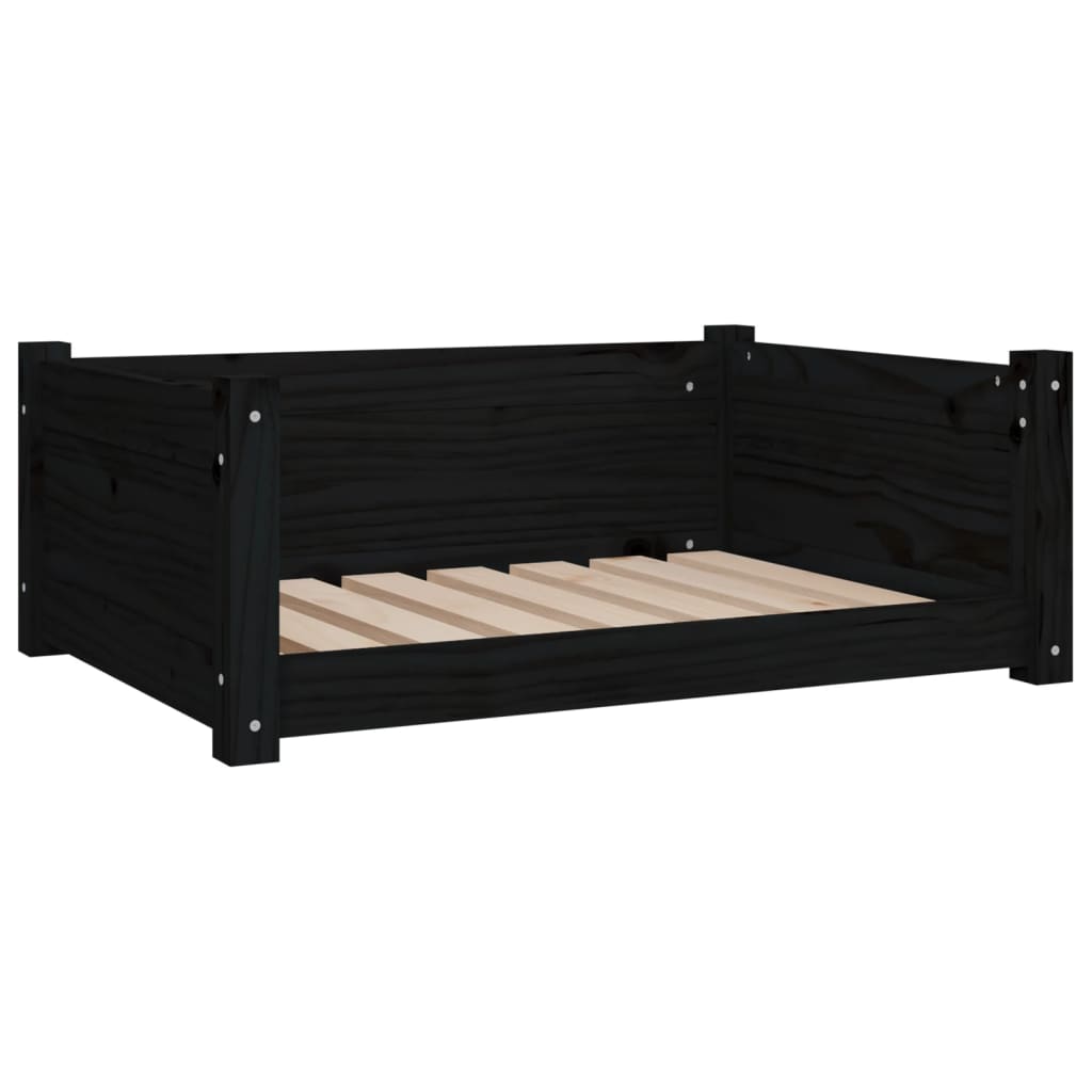 Dog Bed Black 75.5X55.5X28 Cm Solid Pine Wood