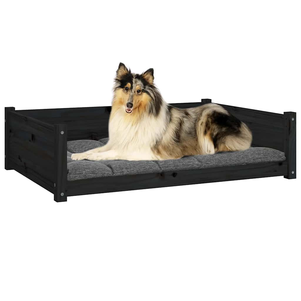 Dog Bed Black 95.5X65.5X28 Cm Solid Pine Wood