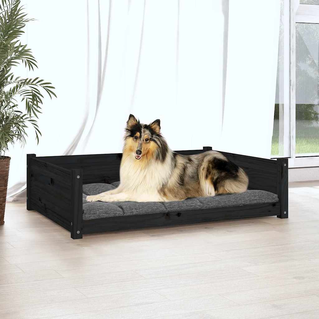 Dog Bed Black 95.5X65.5X28 Cm Solid Pine Wood