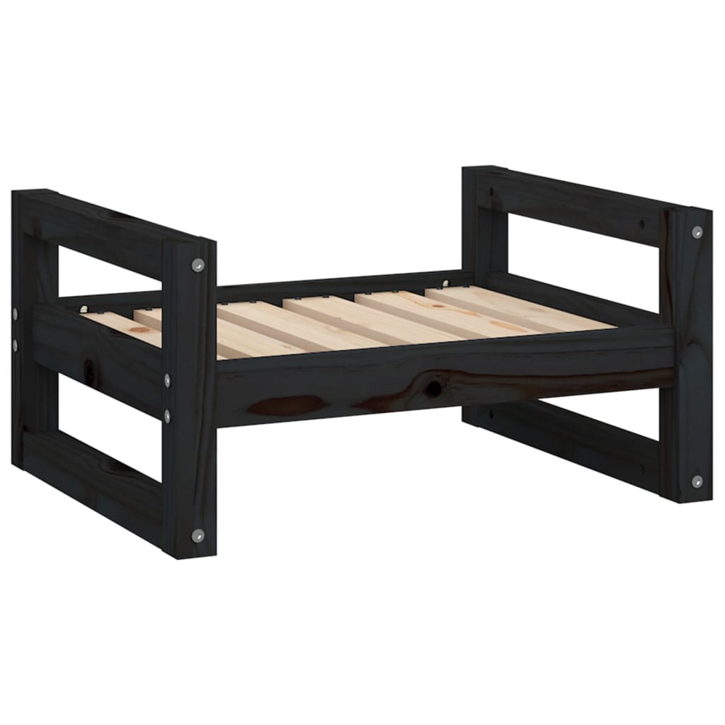 Dog Bed Black 55.5X45.5X28 Cm Solid Pine Wood