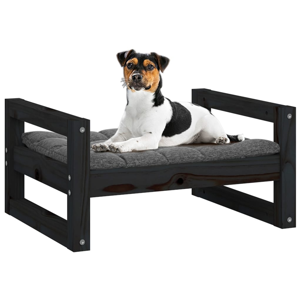 Dog Bed Black 55.5X45.5X28 Cm Solid Pine Wood