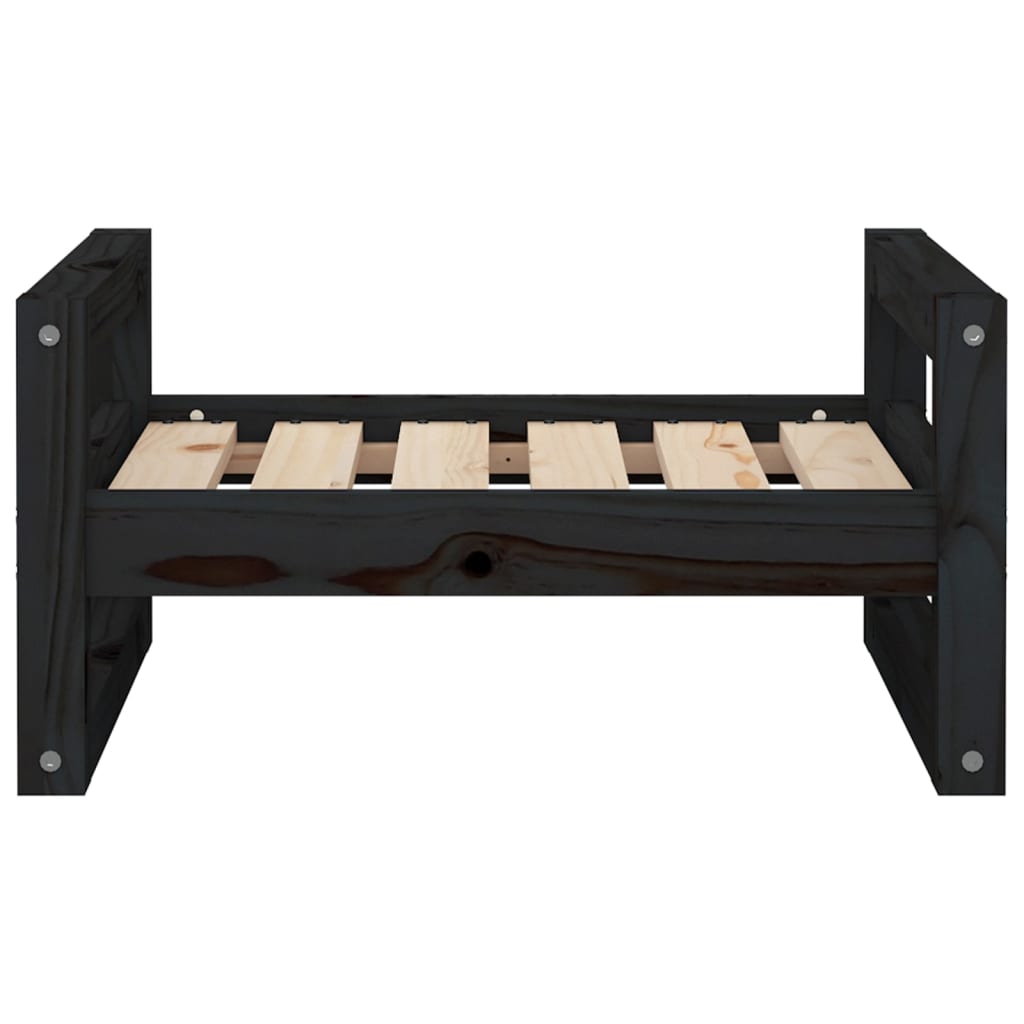 Dog Bed Black 55.5X45.5X28 Cm Solid Pine Wood