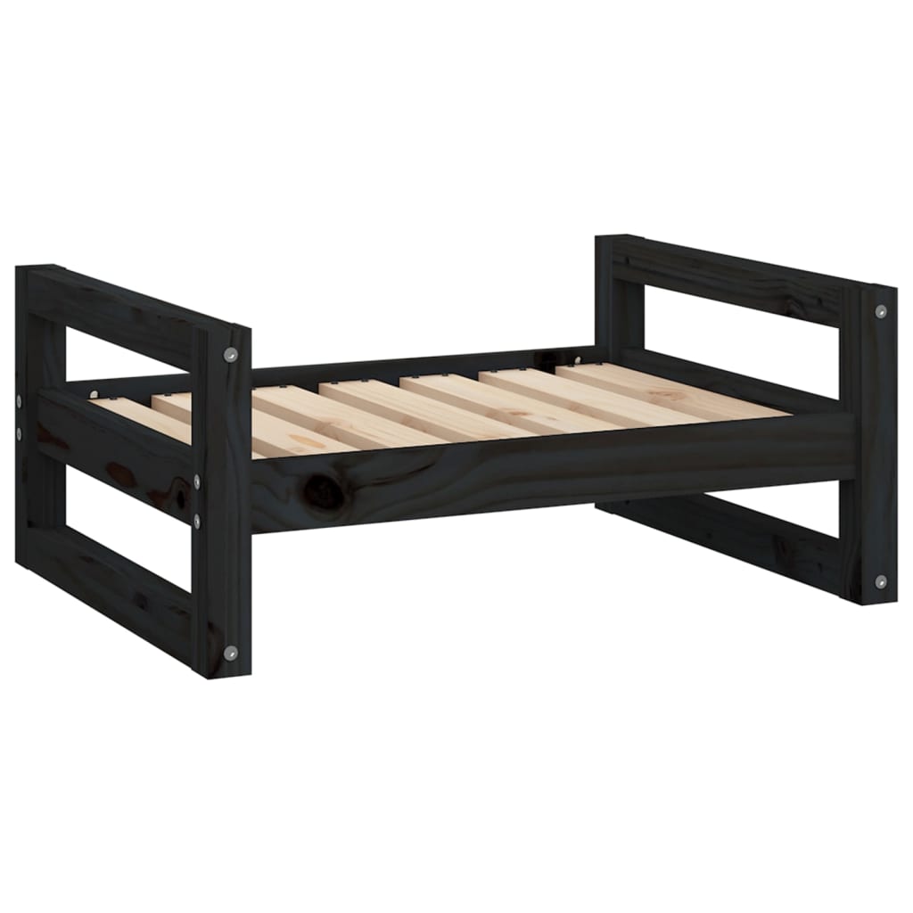 Dog Bed Black 65.5X50.5X28 Cm Solid Pine Wood