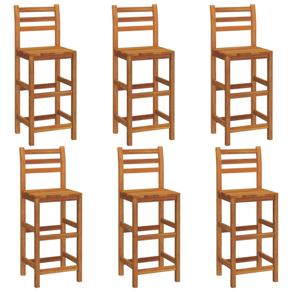 Bar Stools 6 Pcs Solid Wood Acacia