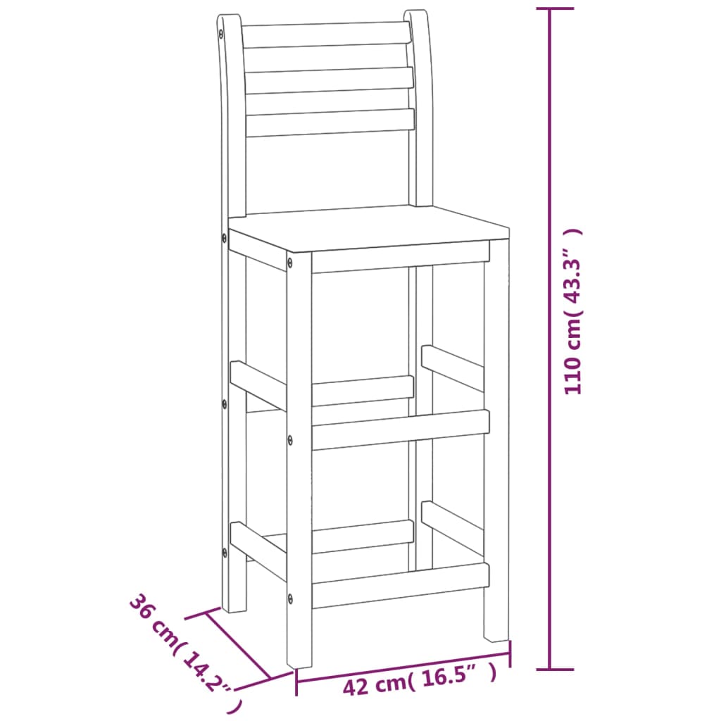 Bar Stools 6 Pcs Solid Wood Acacia