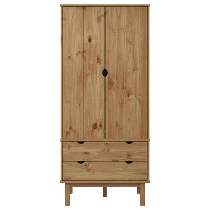 Wardrobe Otta 76.5X53X172 Cm Solid Wood Pine | Hinged | Natural | 2 Drawers | 1 Door | 76.5cm