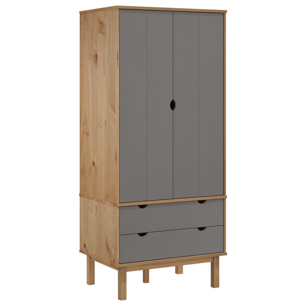 Wardrobe Otta Brown And Grey 76.5X53X172 Cm Solid Wood Pine