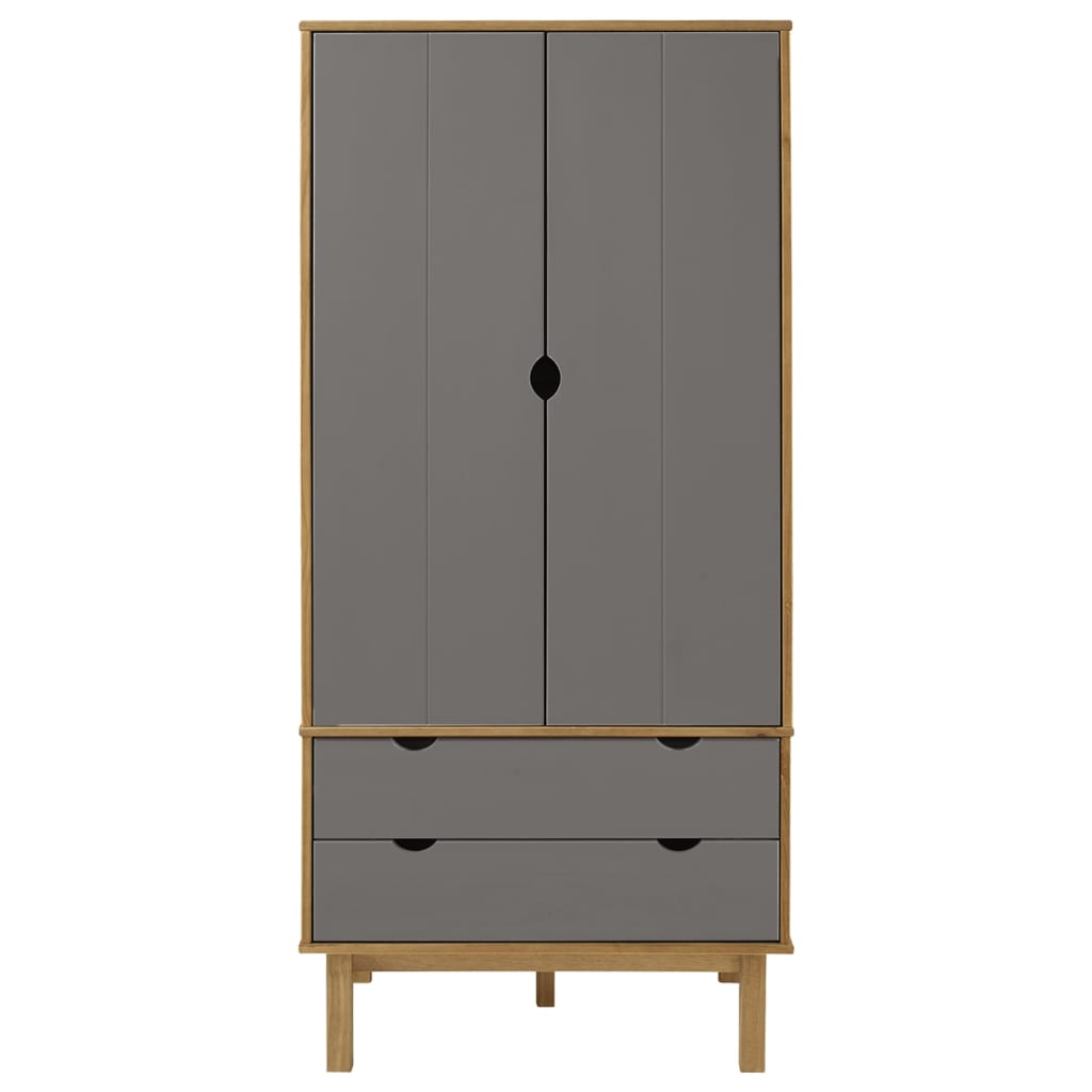 Wardrobe Otta Brown And Grey 76.5X53X172 Cm Solid Wood Pine