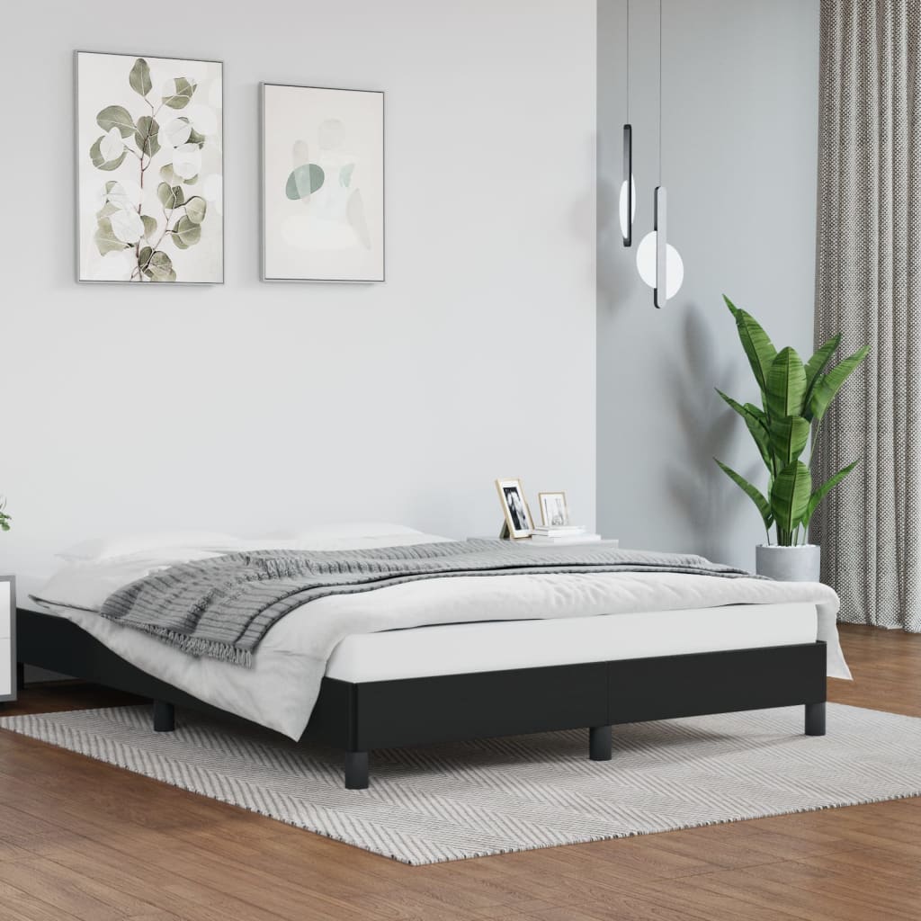 Bed Frame Black 135X190 Cm Double Faux Leather