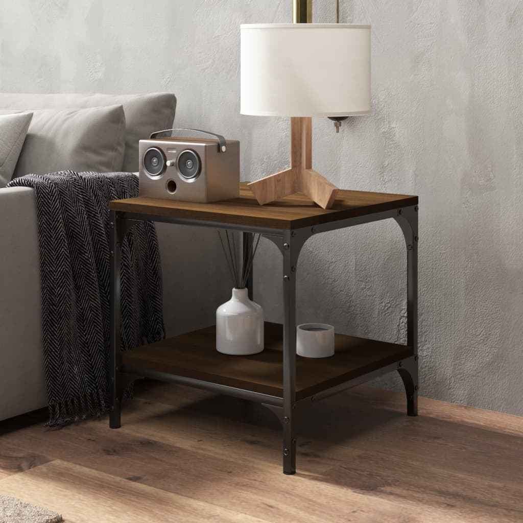 Side Table Brown Oak 40X40X40 Cm Engineered Wood