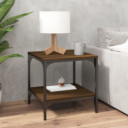 Side Table Brown Oak 40X40X40 Cm Engineered Wood