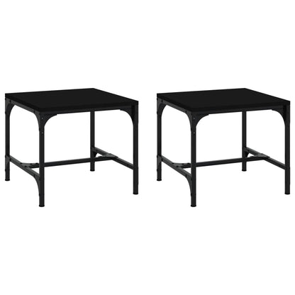 Side Tables 2 Pcs Black 40X40X35 Cm Engineered Wood