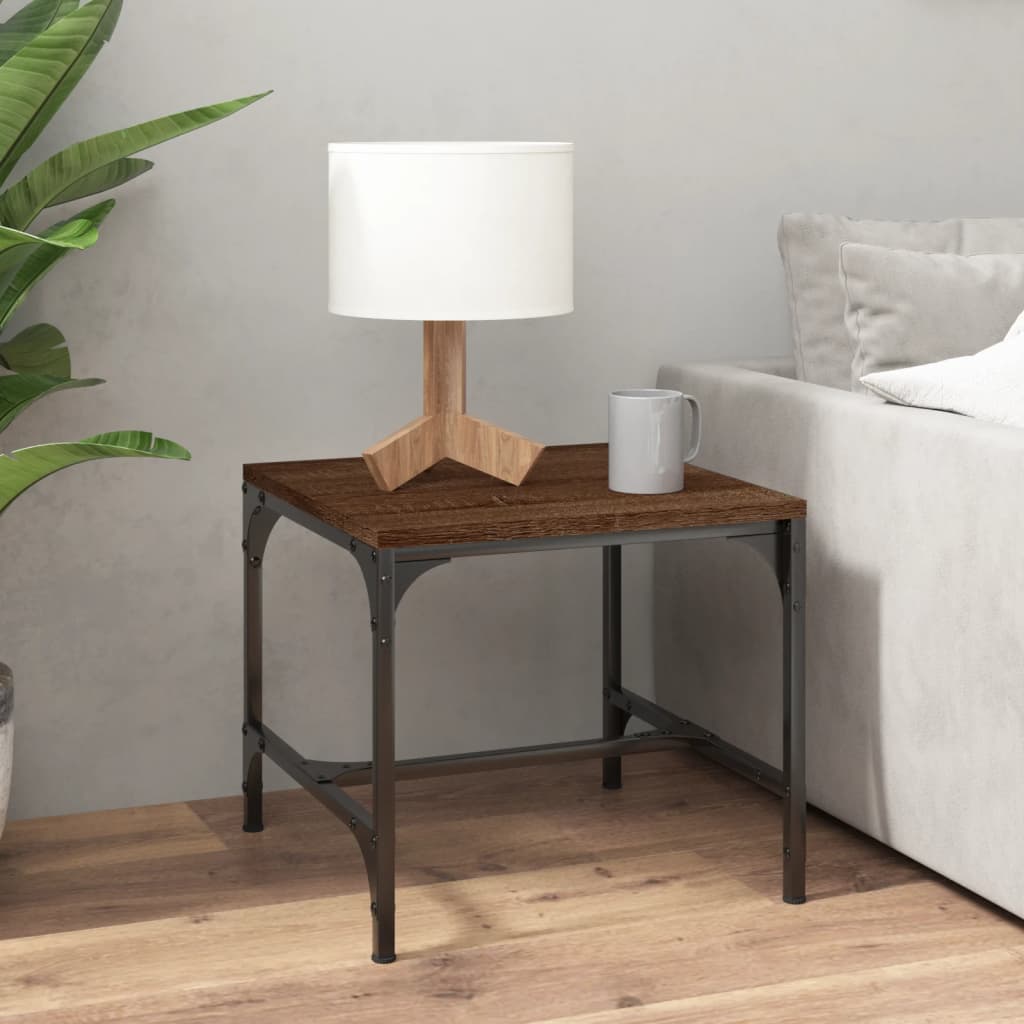 Side Table Brown Oak 40X40X35 Cm Engineered Wood