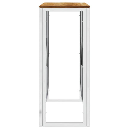 Console Table Silver Stainless Steel And Solid Wood Acacia