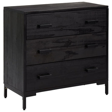 Chest Of Drawers Black 75X35X70 Cm Solid Pinewood