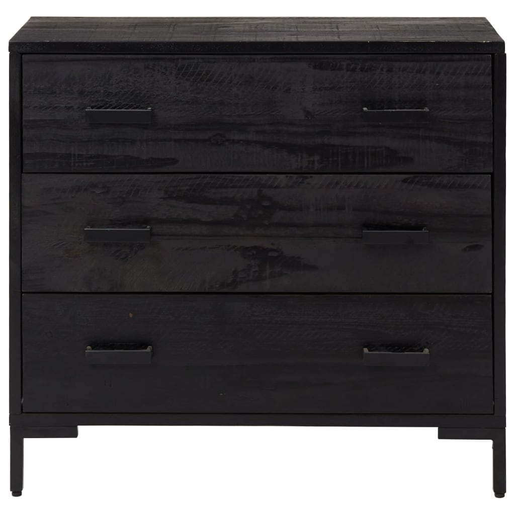 Chest Of Drawers Black 75X35X70 Cm Solid Pinewood