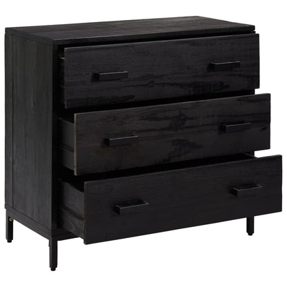 Chest Of Drawers Black 75X35X70 Cm Solid Pinewood