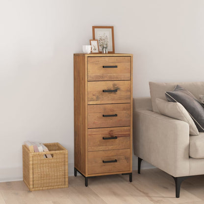 Chest Of Drawers 42X35X110 Cm Solid Pinewood