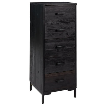 Chest Of Drawers Black 42X35X110 Cm Solid Pinewood